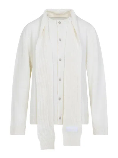 Mm6 Maison Margiela Wool Cardigan In White