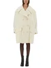 Mm6 Maison Margiela Mm6 By Maison Margiela Double-breasted Oversized Wool Coat With Large Buttons In Neutral