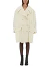 Mm6 Maison Margiela Mm6 By Maison Margiela Double-breasted Oversized Wool Coat With Large Buttons In Neutral