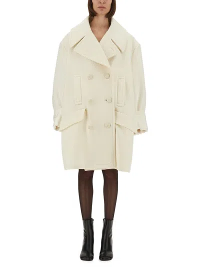 Mm6 Maison Margiela Wool Coat In White