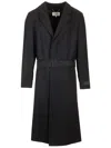 Mm6 Maison Margiela Wool Coat With Belt Coats Black In Black