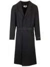 Mm6 Maison Margiela Wool Coat With Belt Coats Black In Black