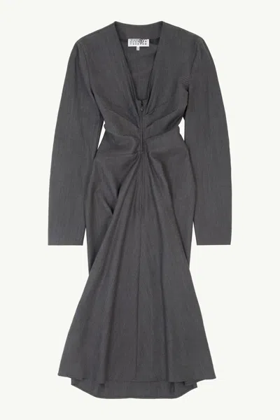 Mm6 Maison Margiela Wool Cotton Tailoring Dress In Grey