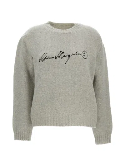 Mm6 Maison Margiela Wool Crewneck Sweater In Grey