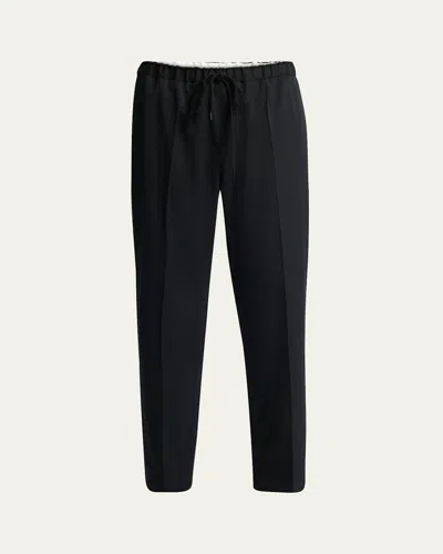 Mm6 Maison Margiela Wool Drawstring Pants In Black