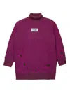 Mm6 Maison Margiela Abito Mini In Lana A Coste Con Rotture In Purple