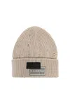 Mm6 Maison Margiela Mm6 By Maison Margiela Ribbed Beanie Hat With Distinctive Logo Patch In Neutral