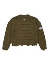 Mm6 Maison Margiela Ribbed Wool Blend Pullover With Breaks In Black