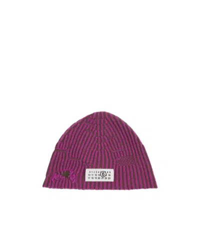 Mm6 Maison Margiela Wool Knit Beanie In Pink