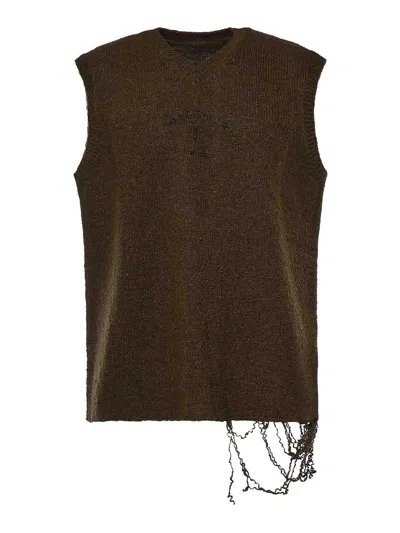 Mm6 Maison Margiela Wool Knit Vest In Light Brown