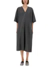 Mm6 Maison Margiela V-neckline Midi Dress Asymmetric Seam