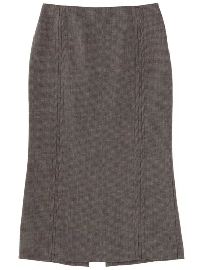 Mm6 Maison Margiela Wool Midi Skirt In Brown