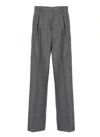 Mm6 Maison Margiela Mm6 By Maison Margiela Tailored Long Wool Trousers With Pleated Front In Gray