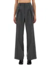 Mm6 Maison Margiela Wide Leg Pleated Trousers In Gray