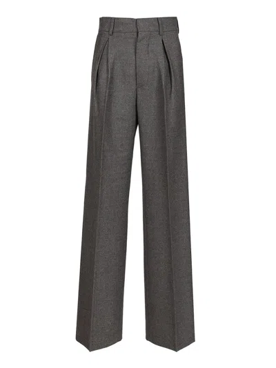 Mm6 Maison Margiela Wool Pleated Trousers In Gray