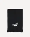 Mm6 Maison Margiela Fringed Wool Scarf With Logo Patch In Black