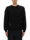 Mm6 Maison Margiela Mm6 By Maison Margiela Textured Black Wool Sweater With Relaxed Fit