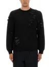 Mm6 Maison Margiela Mm6 By Maison Margiela Textured Black Wool Sweater With Relaxed Fit In Black