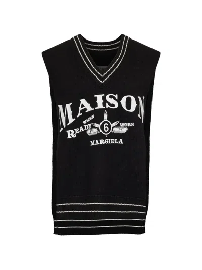 Mm6 Maison Margiela Wool Sweater Vest In Black