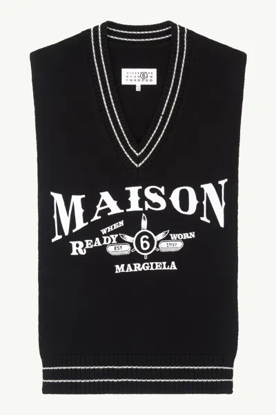 Mm6 Maison Margiela Wool Sweater Vest In Black