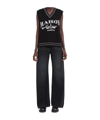 Mm6 Maison Margiela Wool Sweater Vest In Black