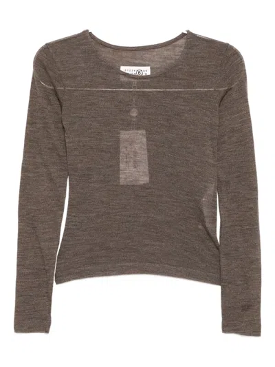 Mm6 Maison Margiela Wool T-shirt In Brown