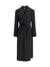 Mm6 Maison Margiela Wool Trenchcoat Enhanced For Movement In Black