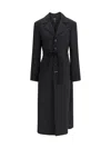 Mm6 Maison Margiela Wool Trenchcoat Enhanced For Movement In Black