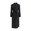Mm6 Maison Margiela Wool Trenchcoat Enhanced For Movement In Black