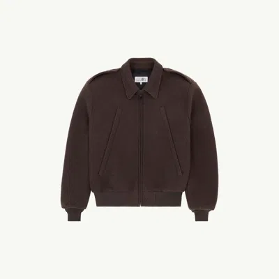 Mm6 Maison Margiela Wool Tweed Bomber Jacket In Brown
