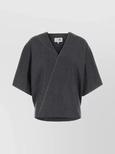 MM6 MAISON MARGIELA WOOL V-NECK WRAP TOP