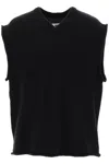 Mm6 Maison Margiela Wool Vest With Embossed Numeric Logo In Black