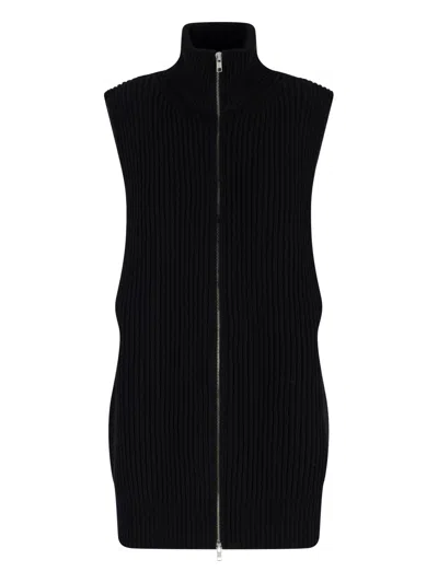 Mm6 Maison Margiela Wool Zip Vest In Black