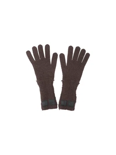 Mm6 Maison Margiela Wool-blend Gloves In Brown