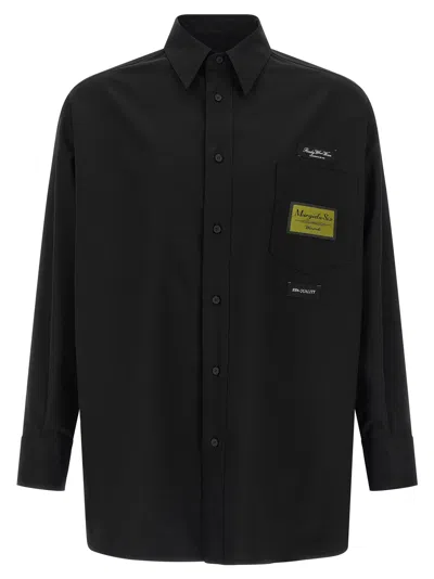 Mm6 Maison Margiela Wool-blend With Jacquard Labels Shirt In Black