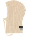 Mm6 Maison Margiela Ribbed Texture Drawstring Detail Hat In Neutral