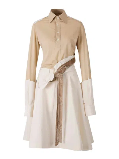 Mm6 Maison Margiela Work-in-progress Midi Shirt-dress In Neutral