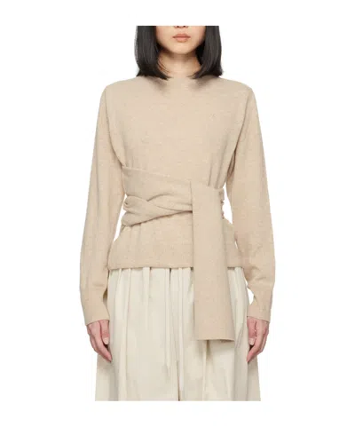 Mm6 Maison Margiela Wrap-around Hem Sweater In Nude