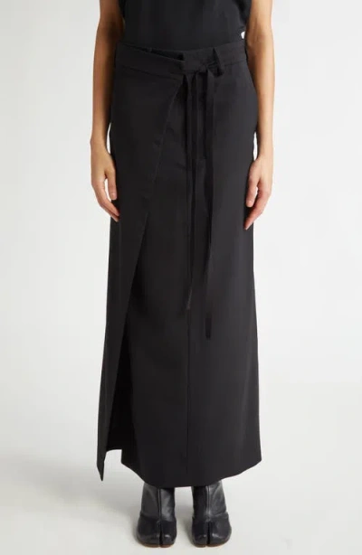 Mm6 Maison Margiela Wrap Overlay Wool Skirt In Black