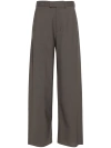 Mm6 Maison Margiela Wrap-design Wool Trousers In Grey