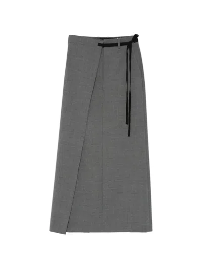 Mm6 Maison Margiela Wool-blend Wrap Skirt In Gray