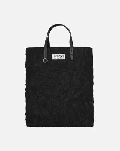 Mm6 Maison Margiela Wrinkle Fabric Large Shopping Bag In Black