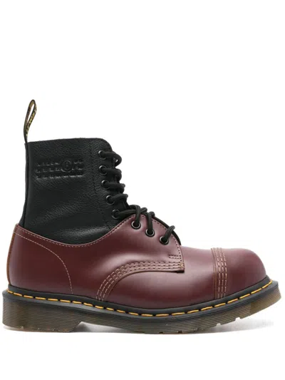 MM6 MAISON MARGIELA MM6 MAISON MARGIELA X DR. MARTENS LEATHER ANKLE BOOTS