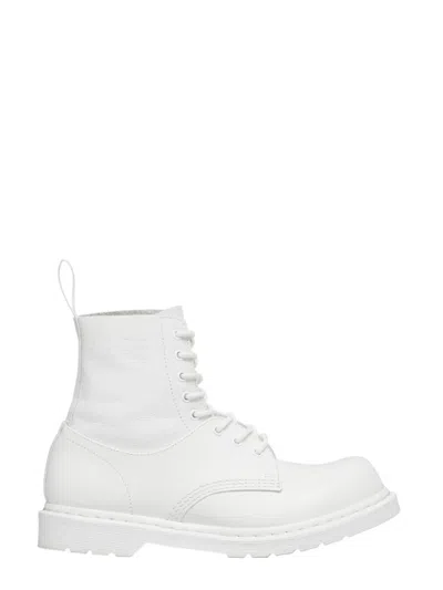 Mm6 Maison Margiela X Dr. Martens Leather Motorcycle Boots In White