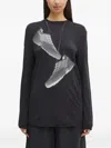 Mm6 Maison Margiela X Salomon Hanging-shoes Print Long-sleeved T-shirt In Black