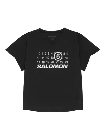 Mm6 Maison Margiela Mm6 X Salomon Logo Jersey T-shirt In Black