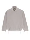 Mm6 Maison Margiela Drawstring Fleece Long-sleeved T-shirt In Gray