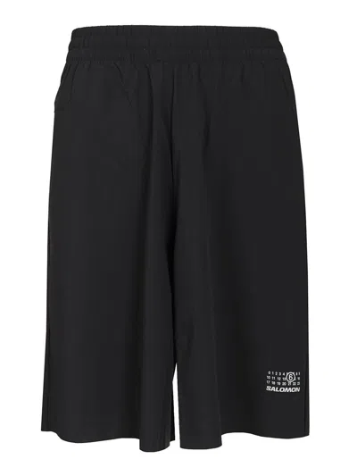 Mm6 Maison Margiela Mm6 By Maison Margiela Bermuda Shorts With Reflective Logo In Black