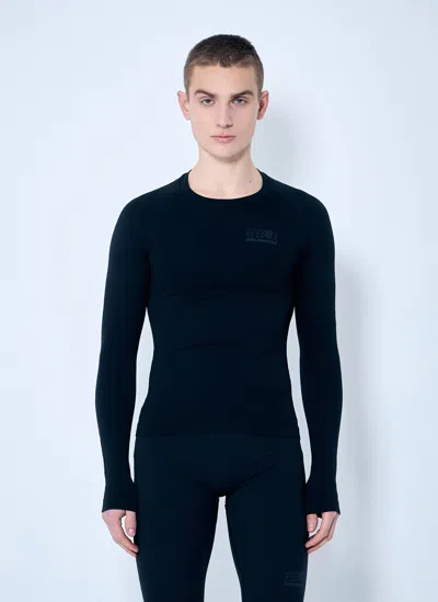 Mm6 Maison Margiela Textured Long-sleeved Top In Black