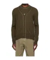 Mm6 Maison Margiela Y-neck Long-sleeved Sweater In Green